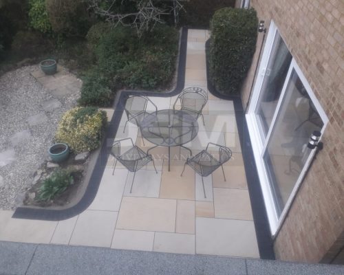 New Patio Installation With Indian Sandstone in Northampton